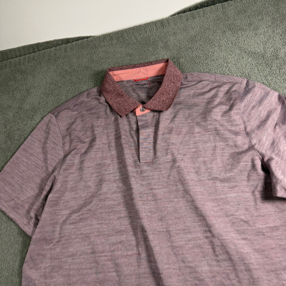 UNTUCKit Mens XXL Polo Shirt Heathered Mauve Purple Short Sleeve Stretch Golf